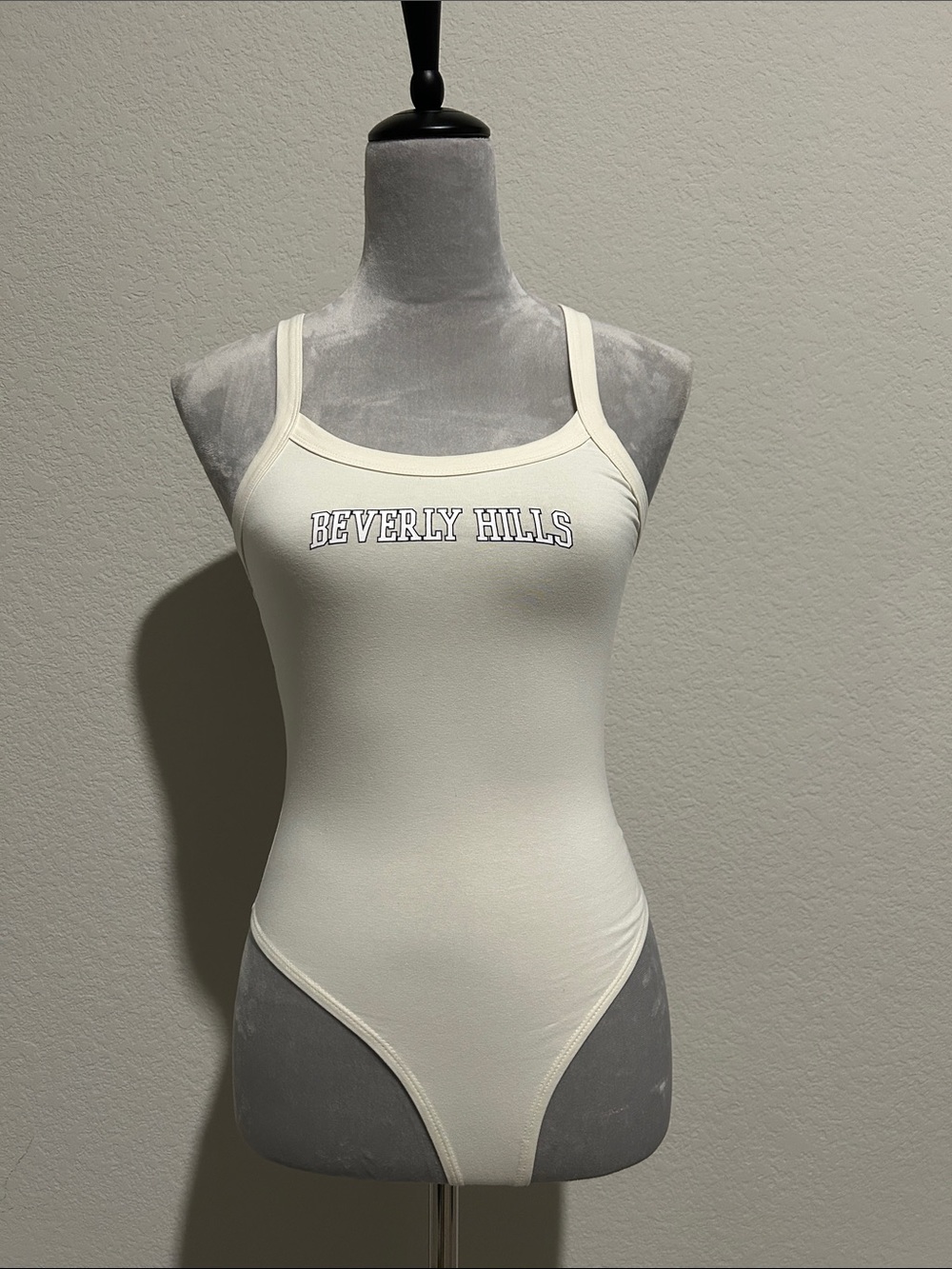 Beverly Hills Cream Graphic Tank Bodysuit